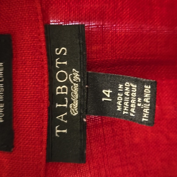 NWOT Talbots red linen button shirt. Women's Sz 14 - Picture 2 of 9